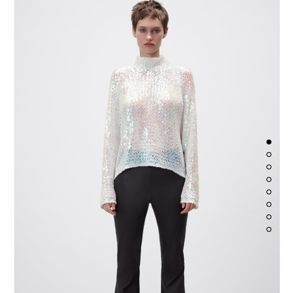 ZARA SEQUIN SWEATER High collar Bloggers favorite - Picture 10 of 16